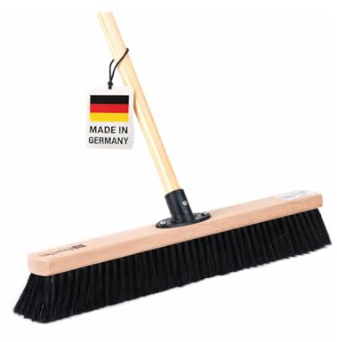 Saalbesen weiche Kunsthaar Borsten 50 cm Breit mit Stiel 140 cm Lang Holz | QuickFix-Stielhalterung, mit Holzstiel, Poly-Kunsthaarborsten, Industriebesen