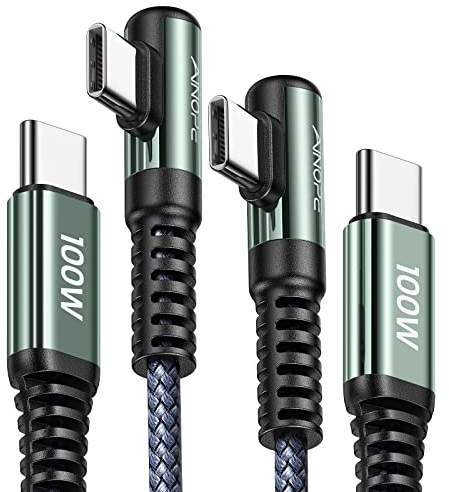 AINOPE 100W/5A USB C auf USB C Kabel [2 Stück/2M] PD3.0 QC4.0 Super Schnellladekabel Blitzschnelles Aufladen Nylon MacBook, Samsung Galaxy S25 Ultra S24 S23 S22, iPad Pro, Huawei