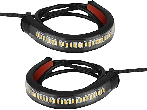 TOTMOX 2pz 12V moto che scorre ambra LED forcella lampeggiante banda luci lampade barre Compatibile con Harley Davidson, impermeabile lampeggiante luci di guida diurna