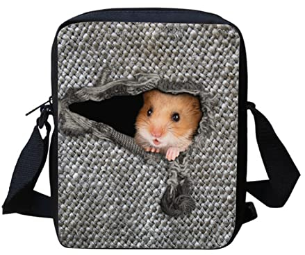 Belidome Kleine Umhängetasche für Damen und Kinder, niedliches Tiermotiv, Hamster Denim, Einheitsgröße