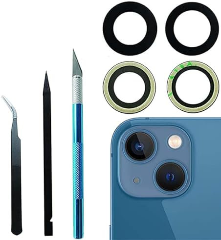 2pcs(1 Set) Max Sapphire Rear Back Camera Glass Lens Replacement for iPhone 13 and for iPhone 13 Mini with Preinstalled Adhesive +Repair Toolkit