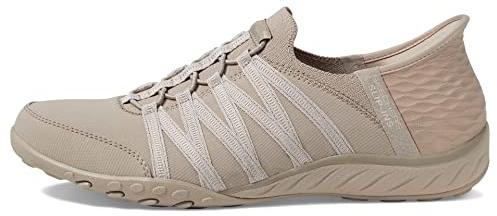 Skechers Damen Breathe Easy-Roll with Me Sneakers, Taupe Ripstop/Knit, 37.5 EU