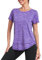 Deaviya Sport T-Shirt Damen, Kurzarmshirt Frauen, Workout Tops Rundhalsausschnitt Athletisch Lässig Laufen Yoga Fitness T-Shirts Locker (DE/NL/SE/PL, Alphanumerisch, XXL, Lila)
