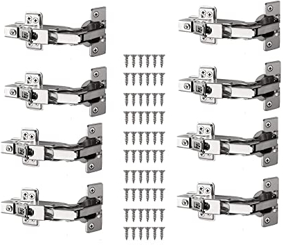 Bohaner 8 Pcs 165 Degree Kitchen Cabinet Hinges Soft Close Cupboard Door Hinges Folding Mute Cabinet Hinges with Fixing Screws Full Overlay Wardrobe Doors Hinge