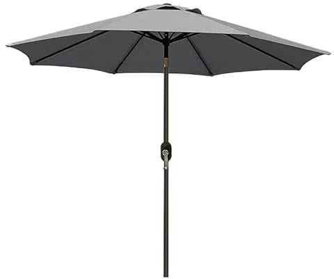 Arreditaly Ombrellone Da Giardino Parasole Per Balcone Con Air Vent Inclinazione Regolabile Apertura A Manovella Anti UV Impermeabile Per Mare Spiaggia Piscina Terrazzo 2.7 M (Grigio)