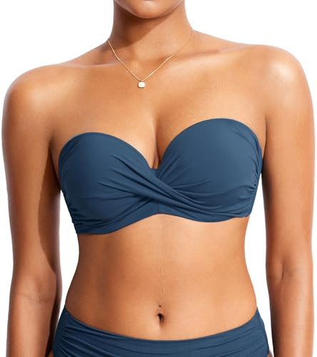 DOBREVA Femme Bikini Haut Soutien-Gorge à Armatures | Licou, sans Bretelles, Rembourré