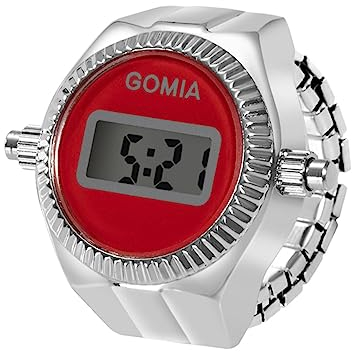Avaner Ringuhr Fingeruhr mit Strasssteine Gehäuse Rundes Zifferblatt Elektronische Digitalanzeige Einstellbare Größe Ring Uhr Finger Uhr als Geschenke für Herren Damen