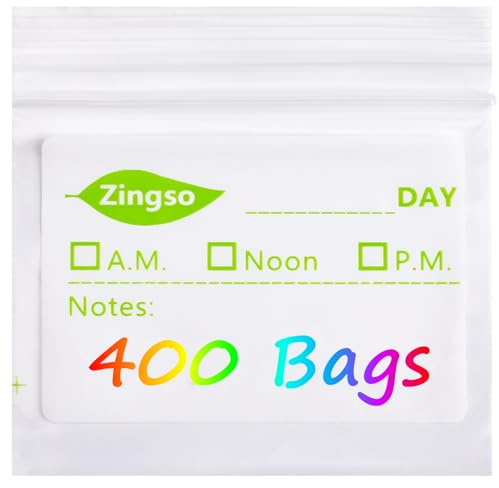Zingso Pillenbeutel für Medizin Reisen, 400 Stück Portable Medikamenten Pillen Organizer Tabletten Tütchen Pillenbag Klein mit Slide Lock für Pillen und Kleine Gegenstände mini tüten