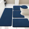 chakme Badezimmerteppich Set 5 Teilig, Weiche Memory-Schaum Badematte und U Förmige wc Vorleger, Badteppich rutschfest Waschbar Badvorleger Set Navy blau