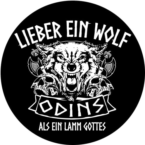 Lieber ein Wolf Odins als ein Lamm Gottes rund Aufkleber 10 cm