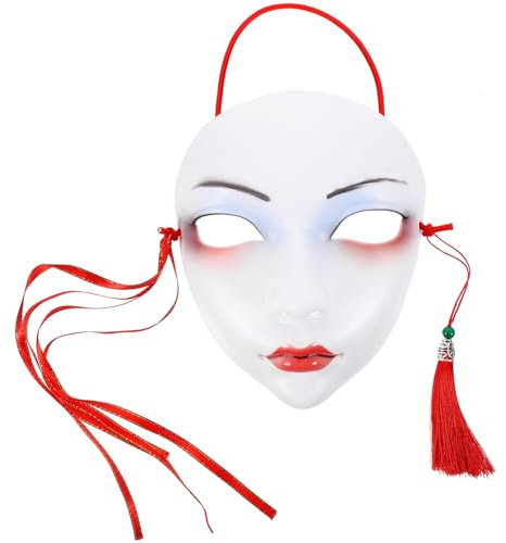 Masque Kabuki Blanc DIY Masque Avec Gland De Mascarade Animal Non Peint Artisanat Pour Mascarade Costume Cosplay Partie