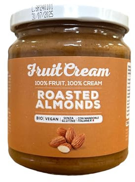 FruitCream CREMA 100% MANDORLE Vaso 250g | Senza Zuccheri aggiunti | 100% Mandorle | Senza olio di Palma | Con Mandorle italiane | Vegan | Senza Glutine | Crema proteica (1 x Vaso)