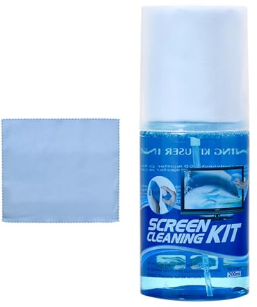 Samuliy Kit de nettoyage pour écran d'ordinateur portable – Spray et lingette nettoyante pour écran de télévision | Nettoyant pour écrans électroniques avec flacon de 200 ml et 1 chiffon en microfibre