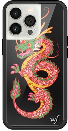 Wildflower Hüllen – Year of the Dragon Hülle, kompatibel mit Apple iPhone 13 Pro, Grün, chinesisches Neujahr, trendig, schützender schwarzer Stoßfänger, 1,2 m Falltest-zertifiziert, kleines