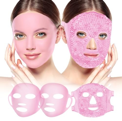my novel things 3 mascherine rinfrescanti per viso, maschera per il ghiaccio, maschera per il viso in silicone, maschera per gli occhi riutilizzabile, set per la cura della pelle per le donne, riduce