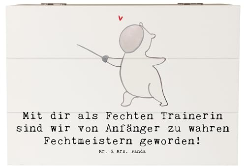 Mr. & Mrs. Panda 22 x 15 cm Holzkiste Fechten Trainerin Meister - Geschenk, inspirierende Fechttrainerin, Erinnerungsbox, Dekokiste, Technik und