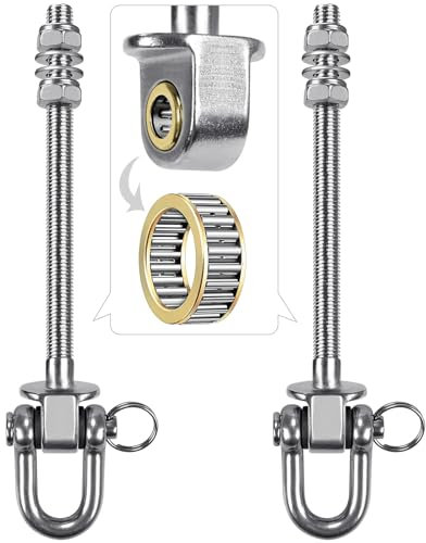SELEWARE Grucce in acciaio inox resistenti con cuscinetti (set da 2), bulloni per altalena M10 x 22,9 cm, capacità 816,5 kg, per travi in legno e acciaio, amaca da yoga, altalena da portico