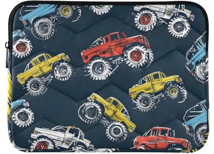 Monster Trucks Comic Style Laptop Sleeve Case for 13-14 Inch Notebook, Portable Computer Bag Briefcase Tablet Travel Carrying Case