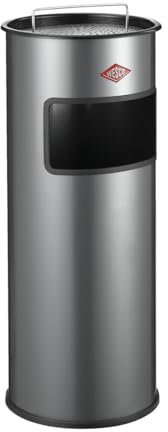 WESCO mittlerer Standascher mit Sieb in der Farbe silber, pulverbeschichtetes Stahlblech, 30 Liter Volumen, Einwurfschlitz, ohne Einsatz