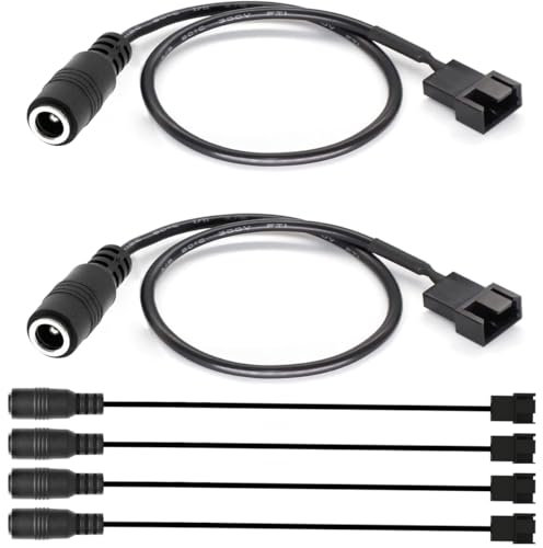 Gebildet Cable adaptador de alimentación de CC de 6 piezas con conector para ventilador de PC de 3 y 4 pines, cable DC5521 a 3/4 pines