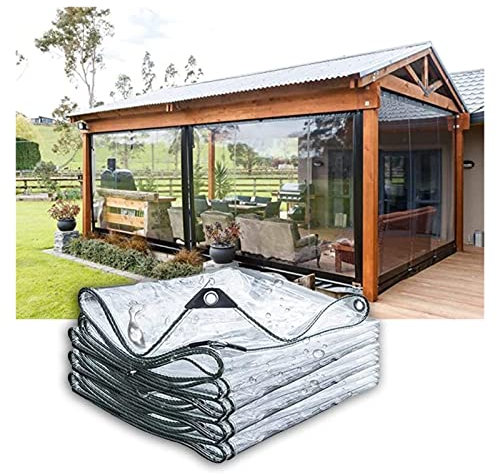 Clear Tarpaulin Waterproof, PVC Tarpaulin Fabric Tarpaulin Reinforced Edges Tear Resistant pergola sidewalls Plant Cover for roof, Camping, Outdoor, Patio, rain or Sun Protection.(1.6x2m)