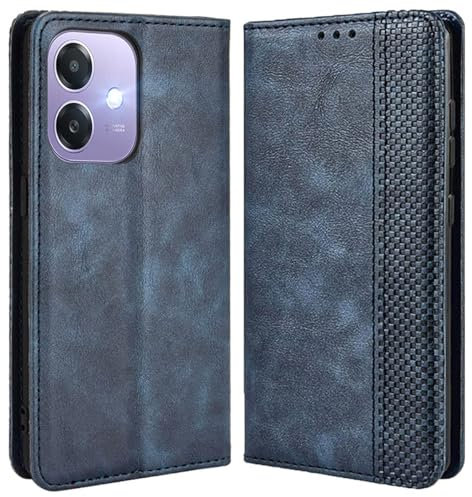 MOJIA Premium PU Leather Wallet Case Flip Phone Cover with TPU Inner Shell, Card Holder Multifunctional Case for OPPO A60 5G / A40 4G / A40m. Blue