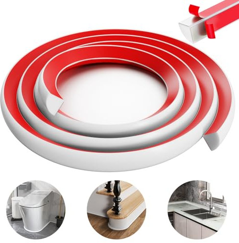 Moulure flexible en quart de rond à décoller et à coller, moulage en caoutchouc pour bordure murale, base d'angle de mur, escalier, armoire, comptoirs (198 cm, blanc)