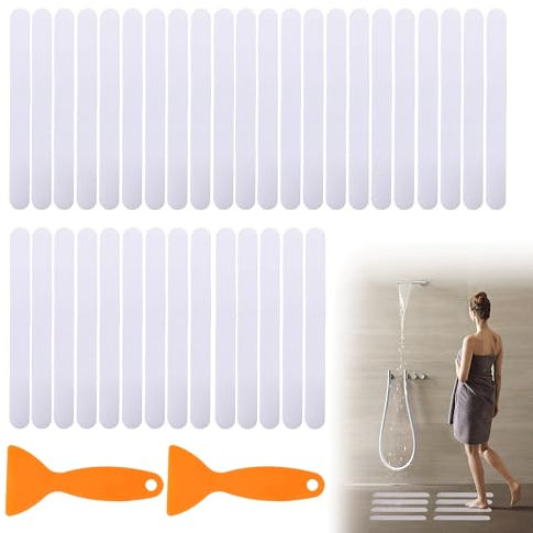 36PCS Anti Slip Bath Stickers Non Slip Shower Stickers Reduce Accidental Slips with scraper Bath Non Slip Stickers Transparent Floor Grips for Bathtub Shower Floor Stairs