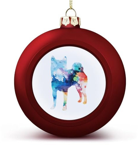 Shiba Inu Hunde-Silhouette, hängende Kugel, Dekoration für Weihnachtsbaum, Weihnachten, Neujahr, Geburtstag, Geschenk für Freunde