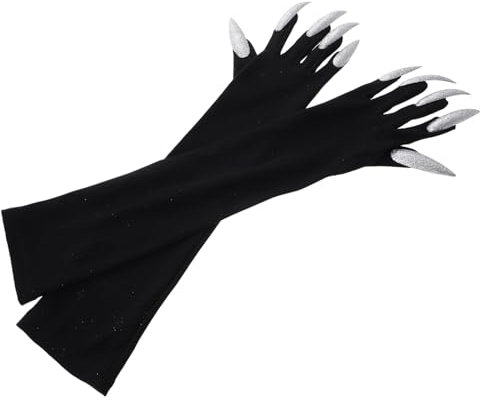 COLLBATH Witches Finger Nails Gloves Long Gloves Black Nails for Halloween Parties