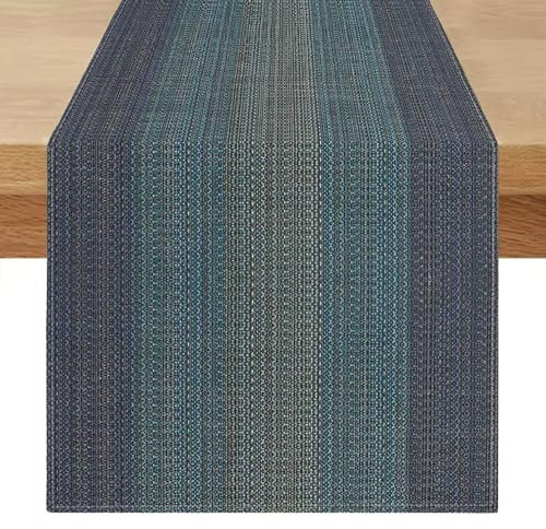 Tischläufer Frühling Modern 40 x 180cm Outdoor Tischläufer Abwaschbar Leinenoptik Navy Blau Petrol Wohnzimmer Dekorativer Tischmatten Läufer für Sommer Esszimmer Party Urlaub Dekoration