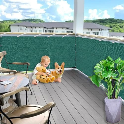 Sichtschutz Windschutz 1.3 x 1.7 m, UV Resistent, Staubdicht, Polyethylen Garantie Auf Material, Reißfest, Sichtschutz Zaun Zaunblende, mit Ösen Kordel für Balkon, Grün