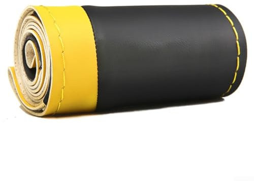 Lenkradbezug aus Mikrofaser-Leder, zum Aufnähen, für 38 cm große Räder, verbessert den Fahrkomfort, einfache Installation, Gelb