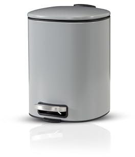 KHG Mülleimer Bad, Kosmetikeimer 5l Soft-Close| Abfalleimer Treteimer aus Edelstahl in mattem Grau | herausnehmbarer Inneneimer, ideal für Küche, Badezimmer, Büro