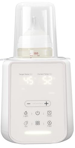 Vuxava Chauffe-Biberon 8-en-1 – Chauffe-Aliments Bébé Multifonction avec veilleuse et minuterie, idéal pour les déplacements, préserve les nutriments du lait maternel, compatible tous biberons