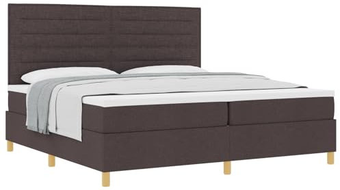 vidaXL Modernes Dunkelbraunes Bettgestell mit Kopfteil 200cm Stilvolles Design Solide Kiefernholzbeine Langlebiger, farbbeständiger Stoff Komplettset inklusive Matratze und Topper Schlafzimmermöbel