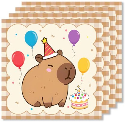 ParPix 20 Stk Capybara Servietten, 33x33cm Capybara Geburtstag Servietten, Kapibara Kindergeburtstags Papierservietten, Capibara Serviettens,Capybara Kinder Geburtstag Serviettens,Capybara Party Deko