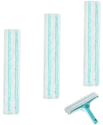 Gifcomda 3 Ersatzbezüge für Leifheit Fensterwischer L – Mikrofaser-Ersatzbezüge mit Klettverschluss, einfache Montage, stark saugfähig, beste Glasreinigung