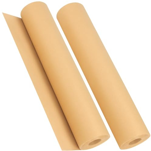 MUNGHOK 2 Stück 50 m x 44 cm Packpapier Rolle, Kraftpapierrolle Braun, Kraftpapier Geschenkpapier Rolle Verpackungspapier für Geschenkverpackung, Kunsthandwerk