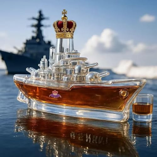 EDXTNKQC Whiskey Decanter - Art Statue, 300ml Boat-shaped Whiskey Decanter Sculpture, Creative Boat-themed Glass Wine Bottle Ornament, Used To Store Various Wines(A)