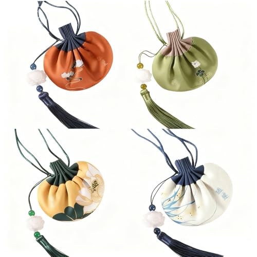 4pcs Drawstring Empty Lavender Bags To Fill Decorative Hanging Potpourri Bags with Traditional Design Small Lavender Pouch Empty Bag with Embroidery