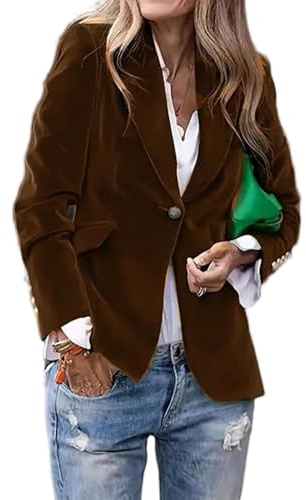 Damen-Blazer aus Samt, für Arbeit, Freizeit, Büro, Oberbekleidung, Herbst, Winter, Business, Knopfleiste, vorne offen