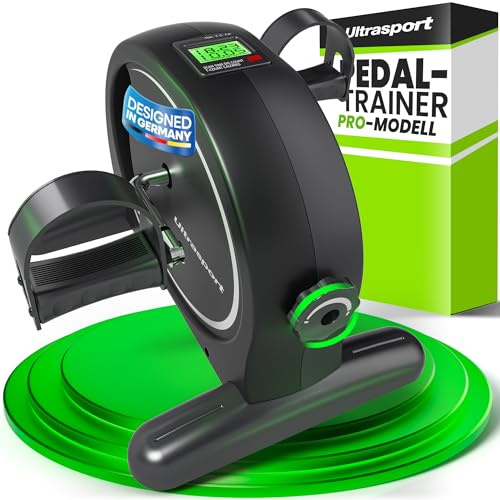 Ultrasport Pedaltrainer für Zuhause inkl. Antirutsch-Matte und Gurt I CE Zertifiziert, Extraleiser Arm- und Beintrainer im Sitzen I Deskbike, Schreibtisch Fahrrad