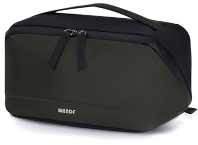 WANDF Trousse de Toilette Homme - Trousse de Voyage en Cuir PU avec Pochette Détachable imperméable - Compartiment Humide, Ouverture à Plat - pour Rasage et Accessoires(Vert)