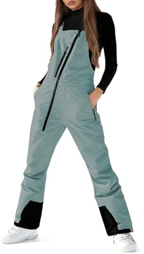 Snowboardhose Damen Latzhose Wasserdicht Baggy Skihose Hosenträger Warm Schneehose Damen Winter Gefüttert Skianzug Overall Outdoor Ski hosen für Frauen Latz Verstellbar Skioverall Reißverschluss
