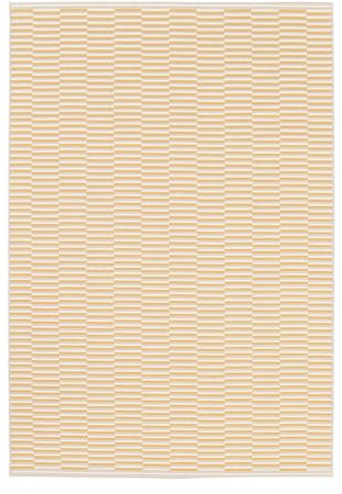 mokebo Outdoor Teppich 'Der Sonnige' (120x170 cm) Terrassenteppich, wetterfest & lichtecht, Teppich-Aufleger für Balkon, Terrasse und Garten, Streifen in Gelb Weiß Beige