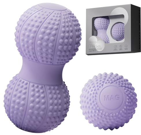 Lot de 2 balles de massage pour fascias, auto-massage, pour entraînement des fascias, double balle de massage, efficace pour détendre les muscles tendus, pour jambes, pieds, mains (A)
