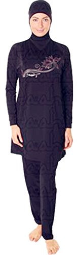 Muslimischen Damen Badeanzug Muslim Islamischen Full Cover Bescheidene Badebekleidung Modest Muslim Swimwear Beachwear Burkini（Hijab Connected-1，L）