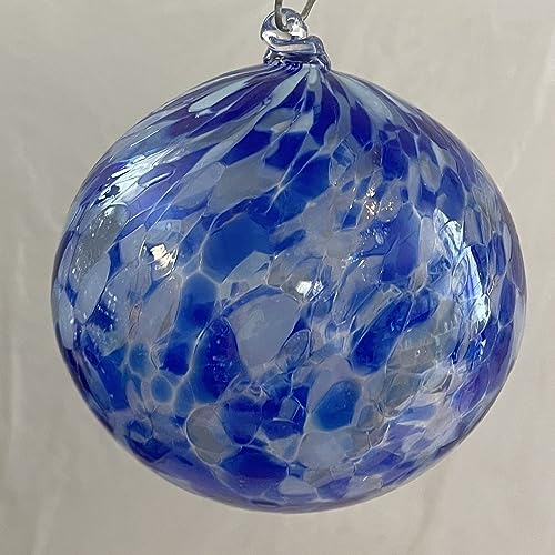 Oberstdorfer Glashütte Kugel zum hängen Bunte Glaskugel Ornament blau bunt Fensterdekoration mundgeblasenes Kristallglas Durchmesser ca.13 cm
