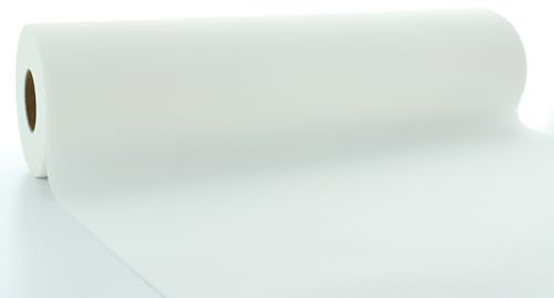 Sovie HOME Tischläufer in Weiss aus Linclass Airlaid, 40 cm x 4,80 m, 1 Stück, perforiert alle 30 cm, dekorativ, elegant, praktisch, hochwertig, festlich, modern